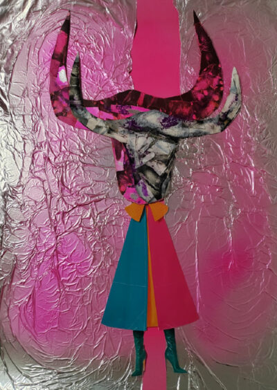 Asta XIII. Collage técnica mixta serie Asta Brava