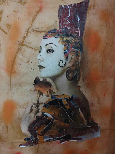 La Lupe Collage tecnica mixta Serie Asta Ritual